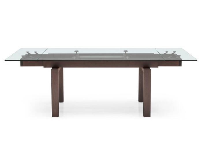 Calligaris hyper Glass extendable table with wooden legs Large • Seats