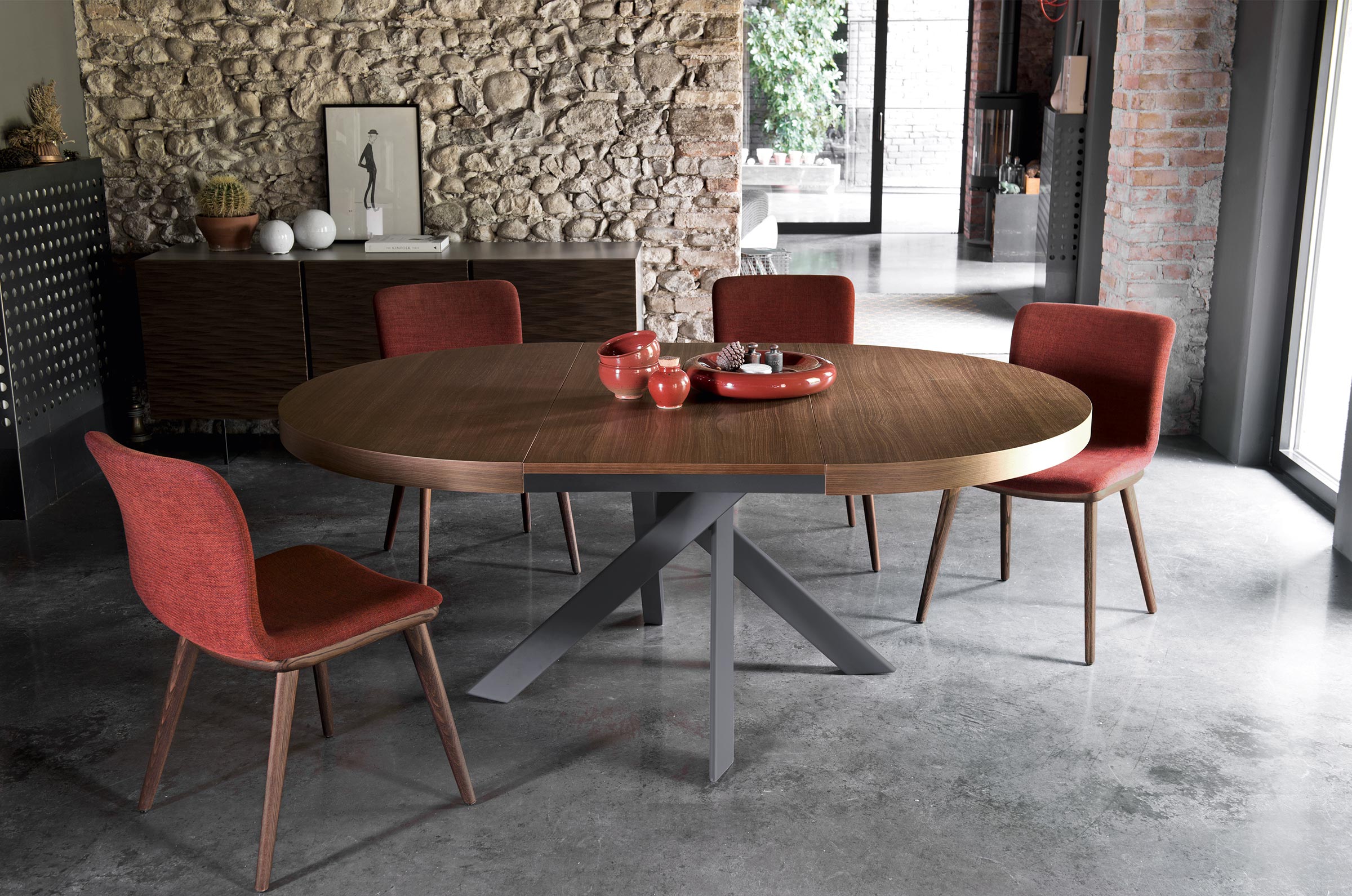 Calligaris Tivoli Round Extendable Dining Table Medium Seats 4 8 Central Folding Extension System Cs4100 D 130 Calligaris Toronto