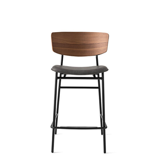 Fifties: Metal chair with upholstered seat and wooden back