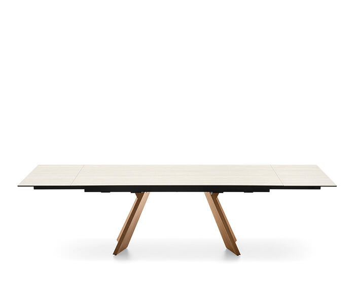 Icaro: Table with extendable rectangular top and wooden base