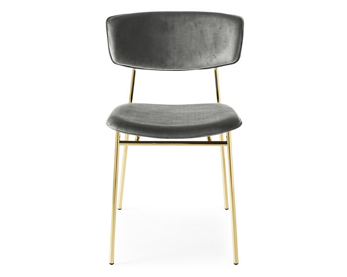 Fifties: Metal chair with upholstered seat and back | Calligaris