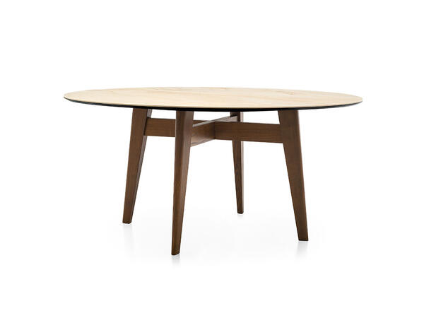 Abrey Table with round top and wooden legs X-Large • Seats 6