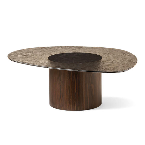 Mushroom: Pedestal coffee table with wooden base