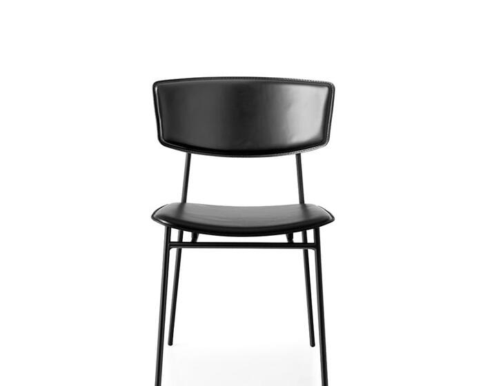 Fifties: Metal chair with upholstered seat and back