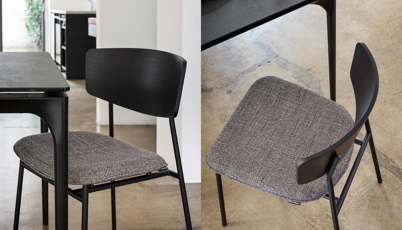 Fifties: Metal chair with upholstered seat and wooden back