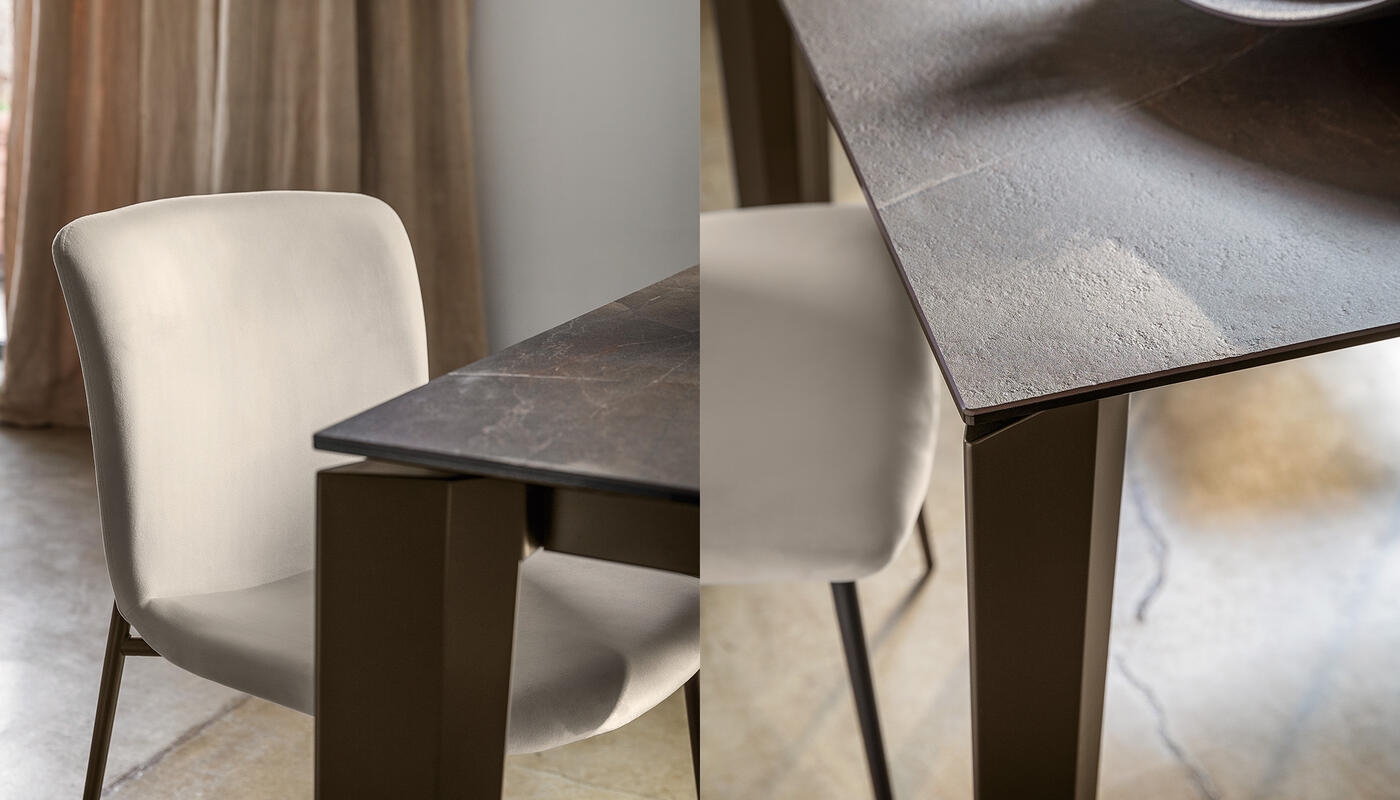 Delta: Table with extendable rectangular top and metal legs